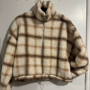 Hollister Cropped Sherpa Quarter Zip